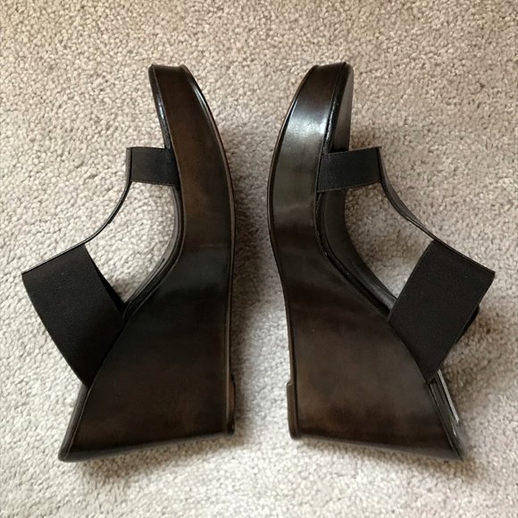 NEW Charles David Dark Brown Wedge Sandals 10M - Picture 6 of 14